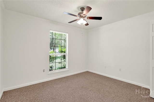 716 Greenwich Dr, Richmond Hill, GA 31324 - carpeted spare room featuring a ceiling fan, crown molding, and a textured ceiling
