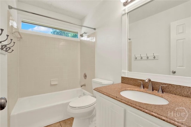 716 Greenwich Dr, Richmond Hill, GA 31324 - full bath featuring vanity, shower / washtub combination, and tile patterned flooring