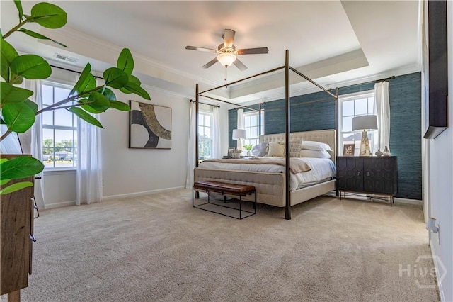 33 Spring Hill Dr, Richmond Hill, GA 31324 - carpeted bedroom with multiple windows, crown molding, and a ceiling fan