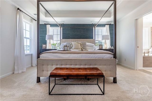 33 Spring Hill Dr, Richmond Hill, GA 31324 - carpeted bedroom with crown molding and multiple windows