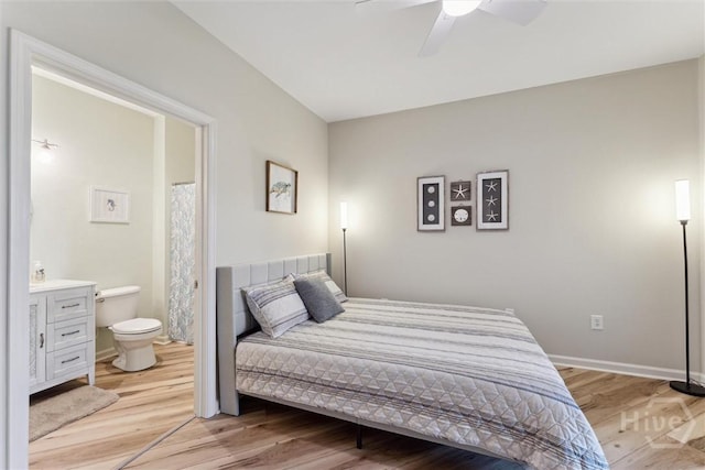2536 Whitemarsh Way, Savannah, GA 31410 - bedroom featuring light wood-style floors, ensuite bath, and ceiling fan
