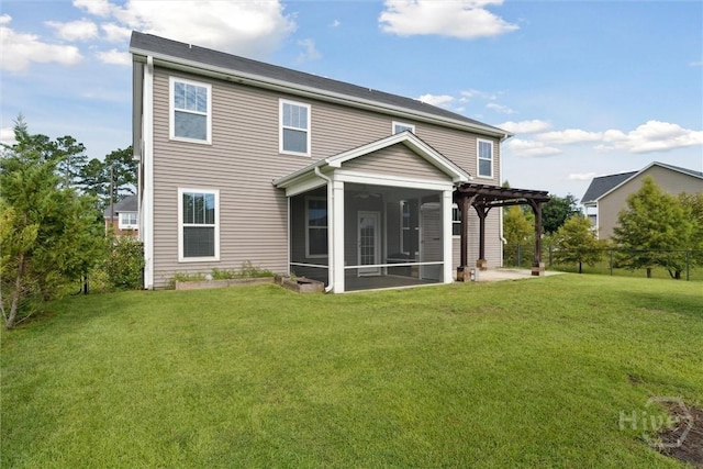 54 Winslow, Savannah, GA 31407 - back of property with a sunroom and a pergola