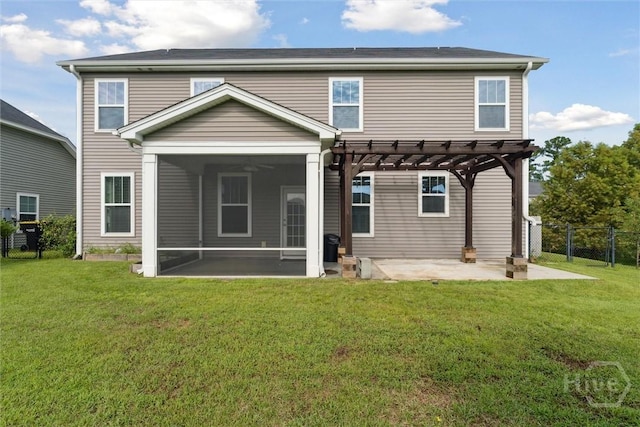 54 Winslow, Savannah, GA 31407 - back of property with a sunroom, a pergola, and a patio