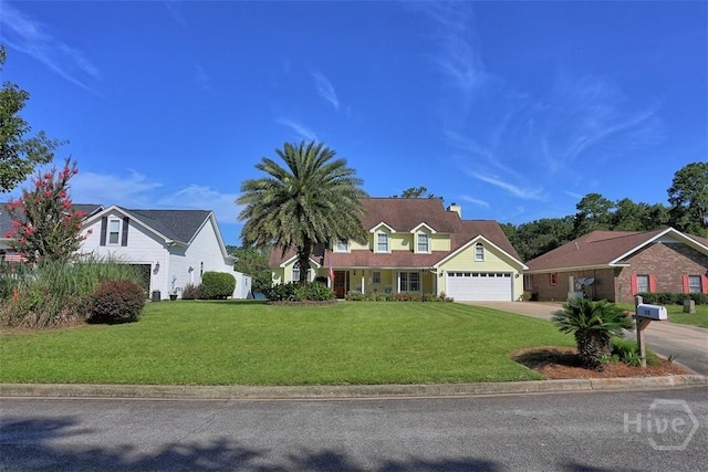 114 Lakeview Ct, Savannah, GA 31406 - new england style home with driveway, a front yard, and a garage
