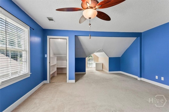 114 Lakeview Ct, Savannah, GA 31406 - bonus room with carpet floors, a textured ceiling, and a ceiling fan
