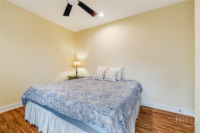 523 Goodman Dr, Midway, GA 31320 - bedroom featuring wood finished floors, ceiling fan, and recessed lighting