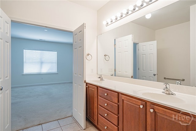 143 Regency Cir, Pooler, GA 31322 - bathroom with double vanity and tile patterned floors