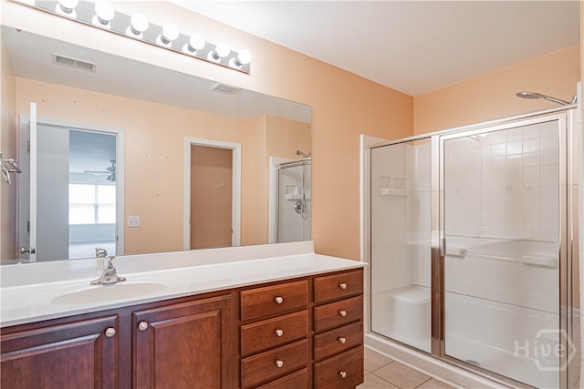 143 Regency Cir, Pooler, GA 31322 - bathroom featuring a shower stall, vanity, and tile patterned floors