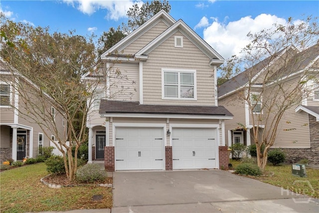 650 Summer Hill Way, Richmond Hill, GA 31324 - view of front facade featuring a garage, brick siding, concrete driveway, and roof with shingles