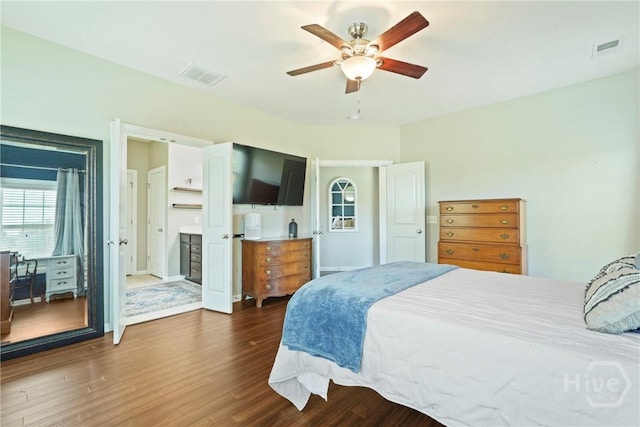 121 Belle Gate Dr, Pooler, GA 31322 - bedroom with dark wood finished floors and ceiling fan