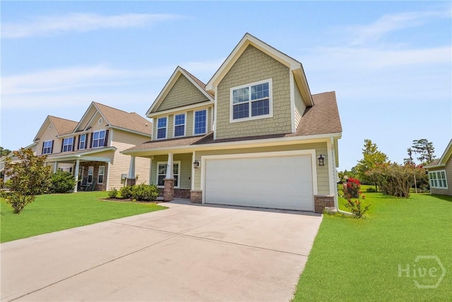 121 Belle Gate Dr, Pooler, GA 31322 - craftsman inspired home featuring concrete driveway, an attached garage, a front yard, and a shingled roof