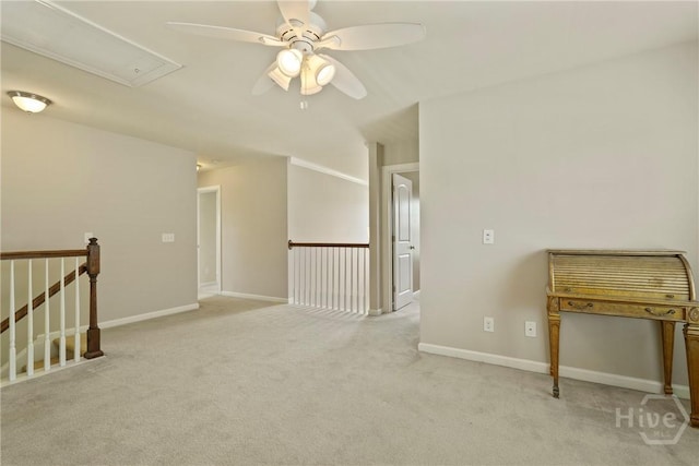 121 Belle Gate Dr, Pooler, GA 31322 - spare room with a ceiling fan, attic access, and light carpet