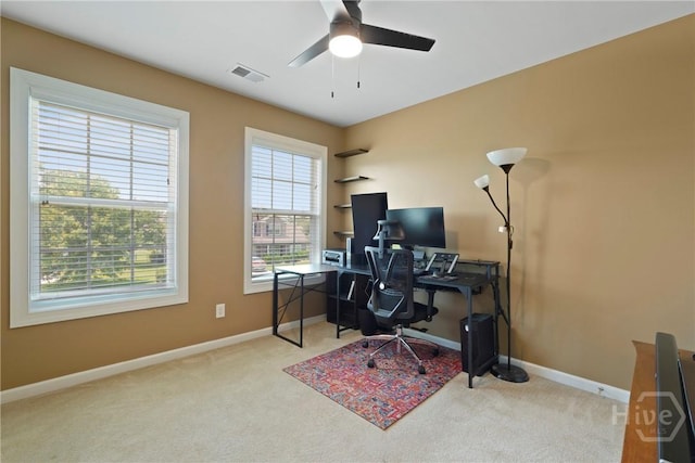 121 Belle Gate Dr, Pooler, GA 31322 - office featuring ceiling fan and carpet flooring