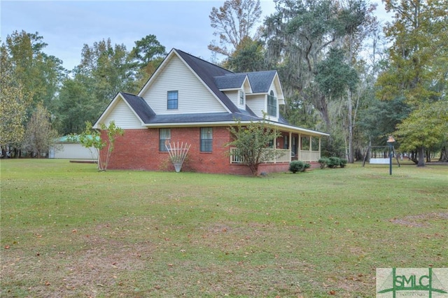 view of property exterior with a lawn