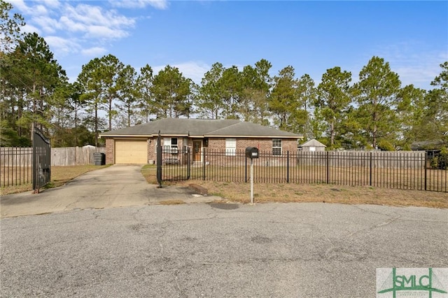 single story home featuring a garage