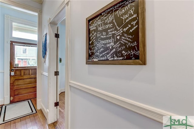 entryway with light hardwood / wood-style flooring