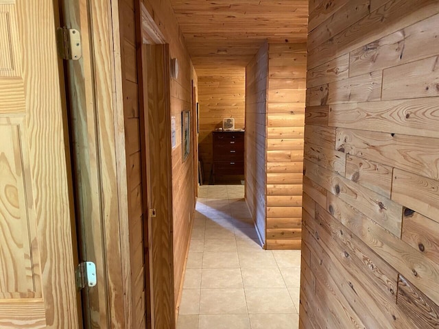 hallway with light tile floors