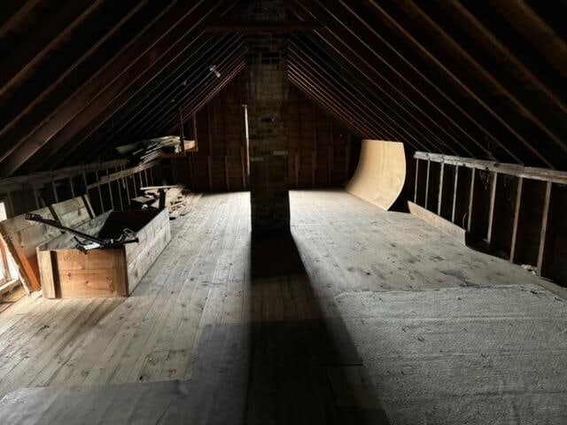 view of unfinished attic