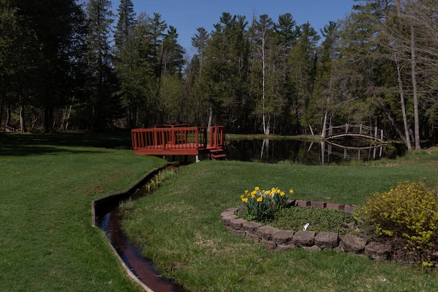 view of yard with a deck