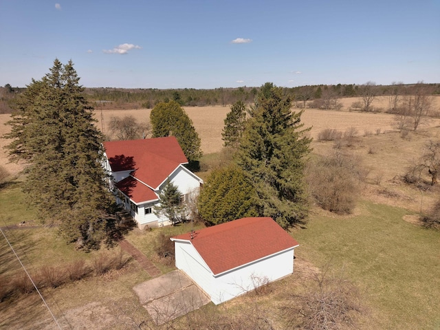 drone / aerial view with a rural view