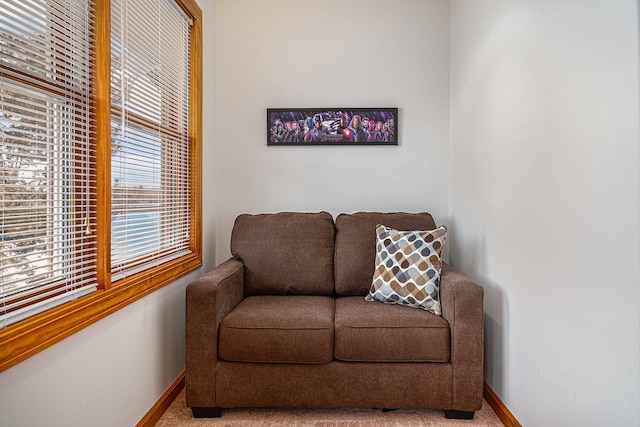 sitting room featuring carpet floors