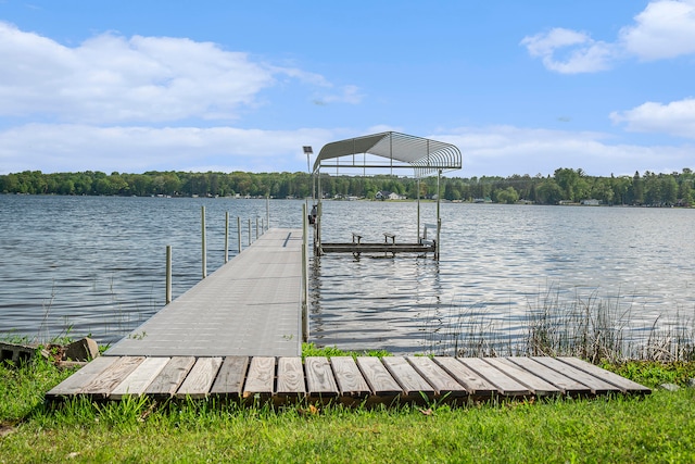 dock area featuring a water view