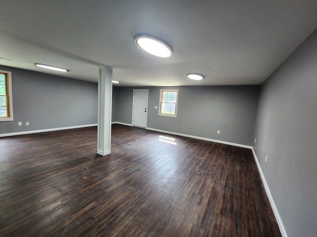 basement featuring wood-type flooring