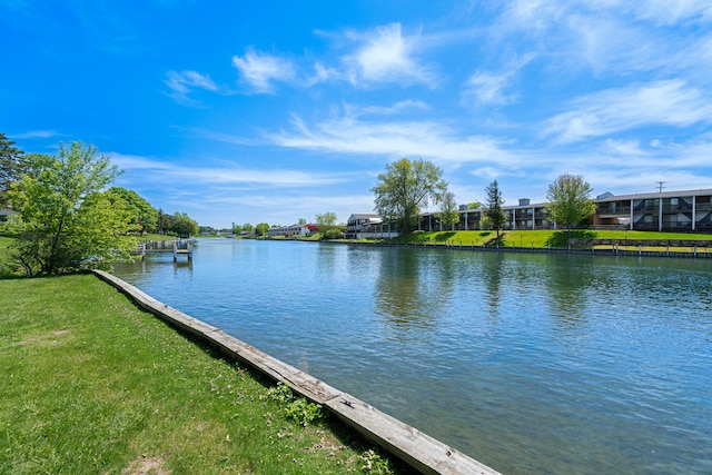 property view of water featuring a dock