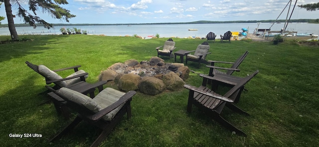 view of home's community featuring a yard and a water view