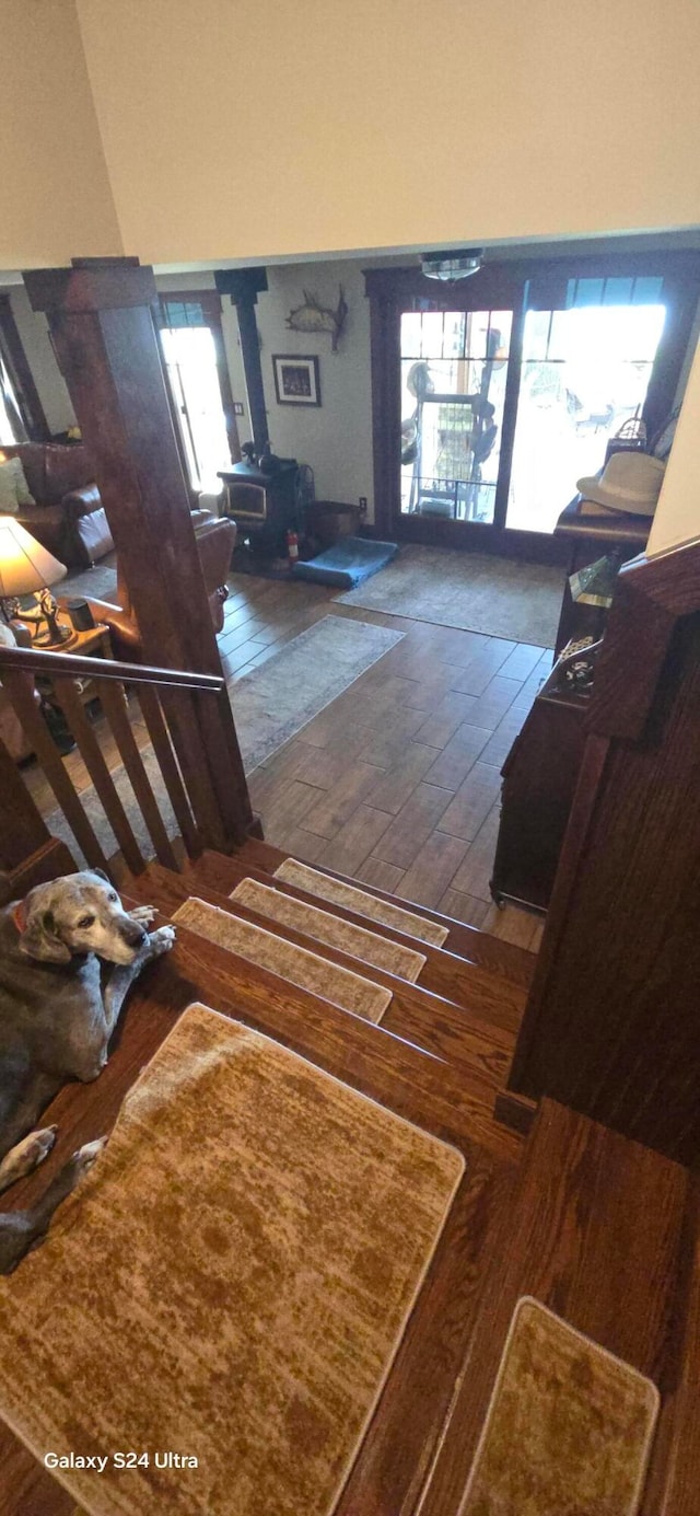 hall with dark hardwood / wood-style flooring