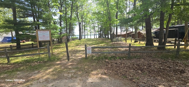 view of yard with a water view