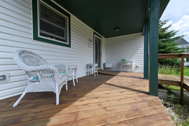 wooden deck with covered porch