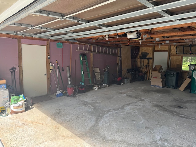 garage with a garage door opener