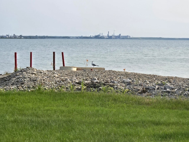 water view featuring a dock