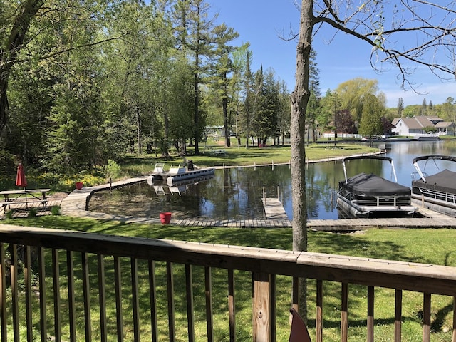 view of water feature with a boat dock