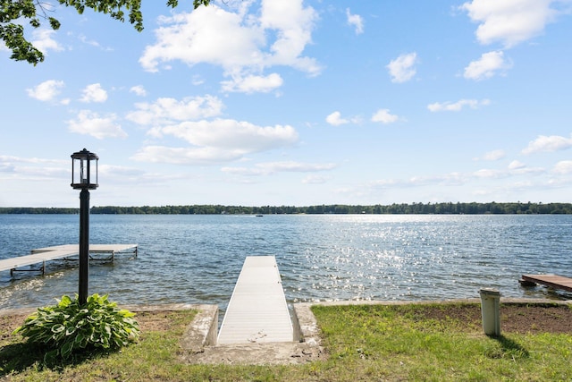 view of dock featuring a water view