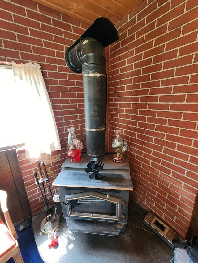 room details with a wood stove