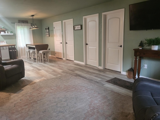 living room with light wood-type flooring