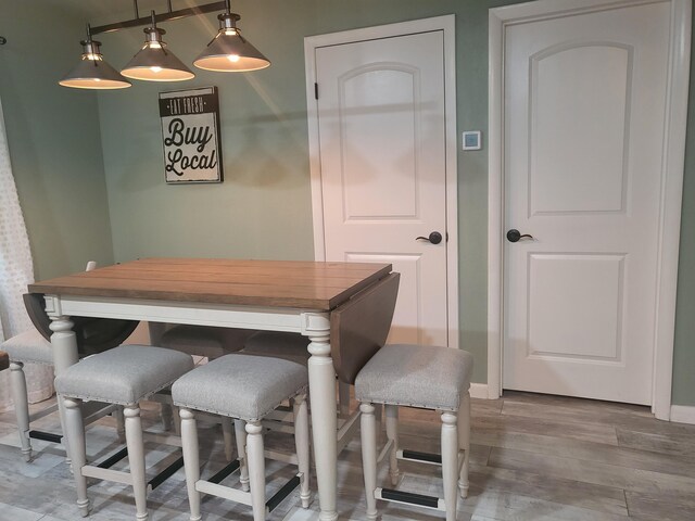 dining space with hardwood / wood-style floors