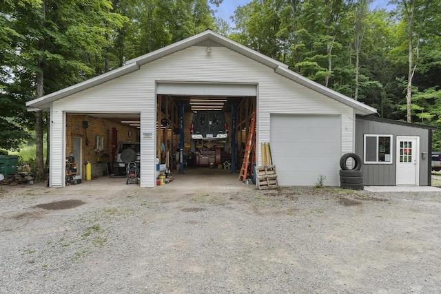 view of detached garage