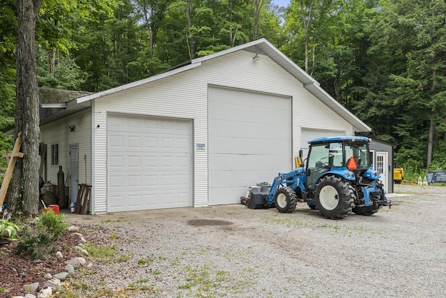 view of detached garage