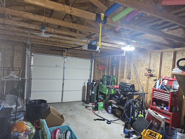 garage with a garage door opener