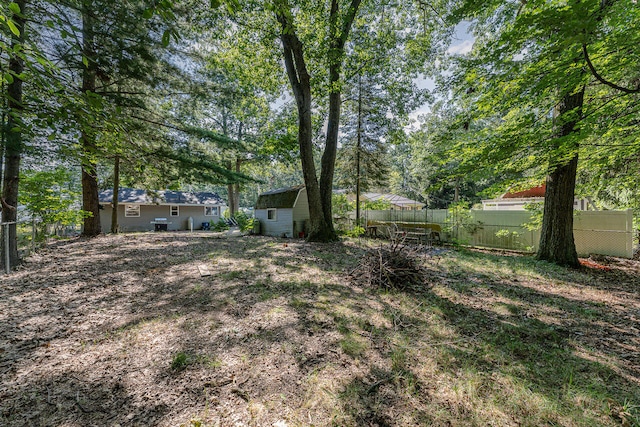 view of yard with an outbuilding