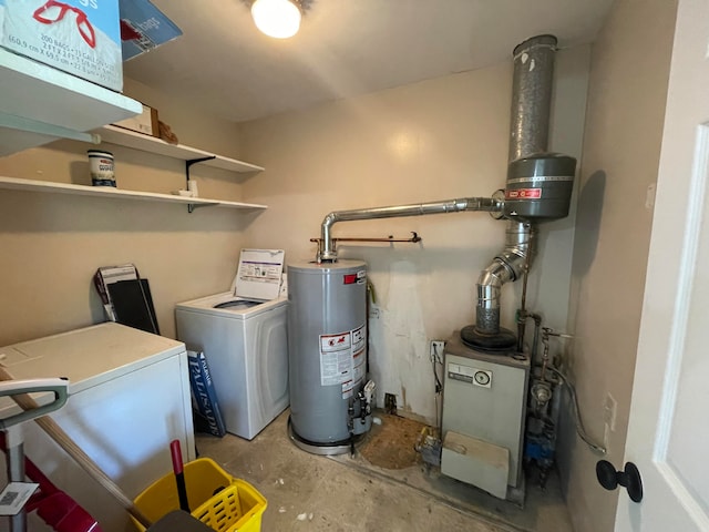 utilities with gas water heater and washing machine and clothes dryer