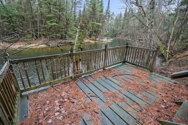 deck with a water view