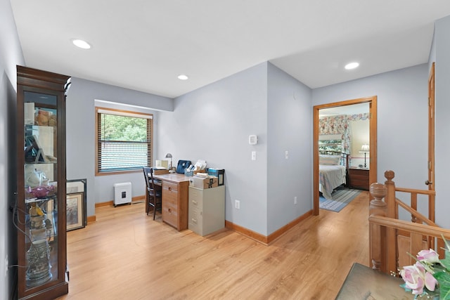 office space featuring light wood-type flooring