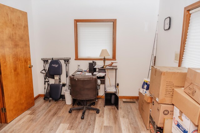 office space featuring light hardwood / wood-style flooring