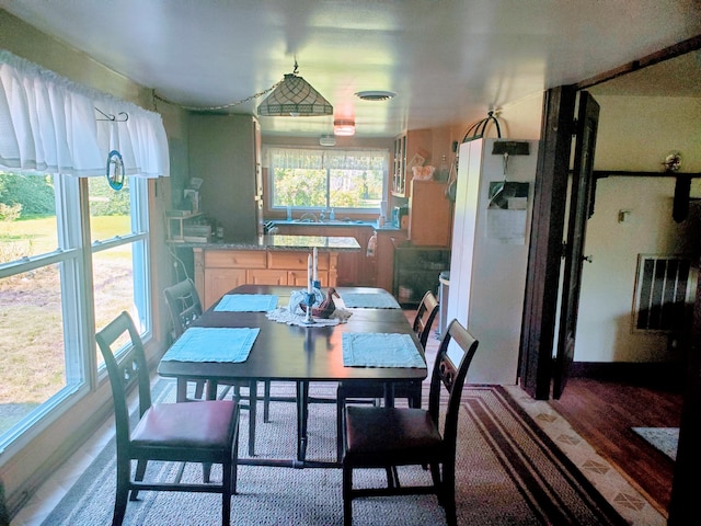 dining room with hardwood / wood-style flooring