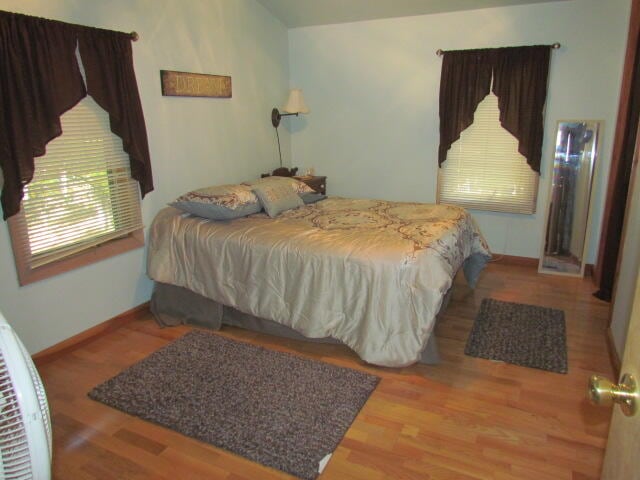 bedroom featuring light hardwood / wood-style floors