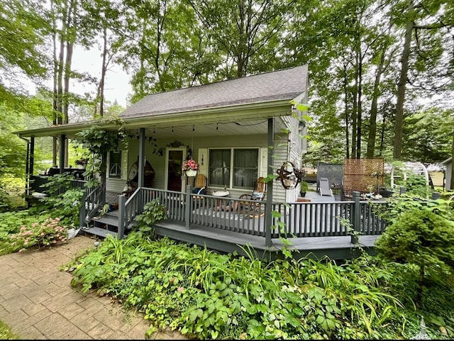 view of front of house featuring a deck